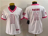Women's Dallas Cowboys #11 Micah Parsons White Pink Vapor Untouchable Limited Stitched Jersey(Run Small),baseball caps,new era cap wholesale,wholesale hats